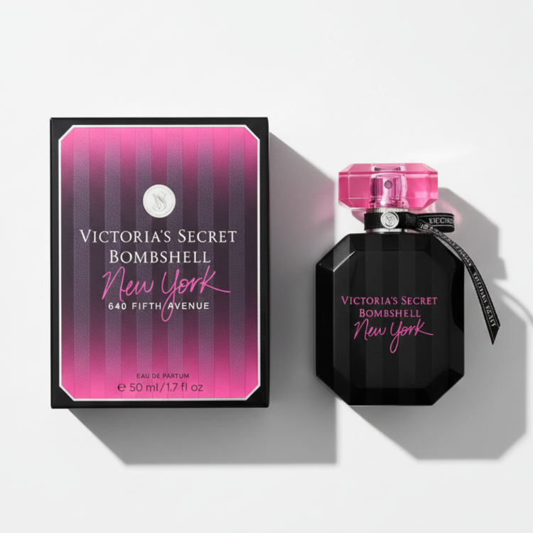 Victoria's Secret Bombshell New York with pink-to-black gradient box - designer women's perfume 100ml