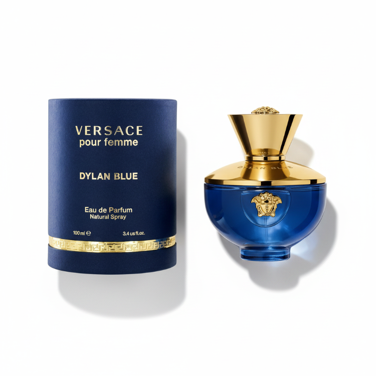 Versace Dylan Blue Pour Femme 100ml perfume bottle with luxury navy blue cylindrical box - Women's Eau de Parfum