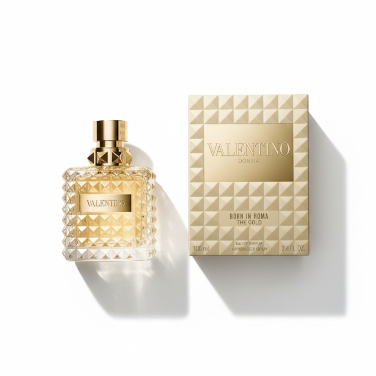 Valentino Born In Roma The Gold with gold geometric box - designer women's perfume 100ml