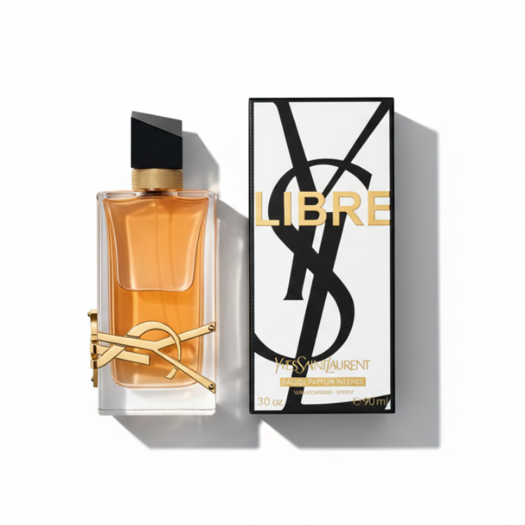 YSL Libre Eau de Parfum Intense 90ml bottle and box - luxury women's fragrance with gold YSL logo