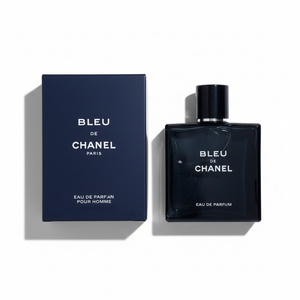 Bleu de Chanel EDP professional product photography - perfume bottle with premium packaging