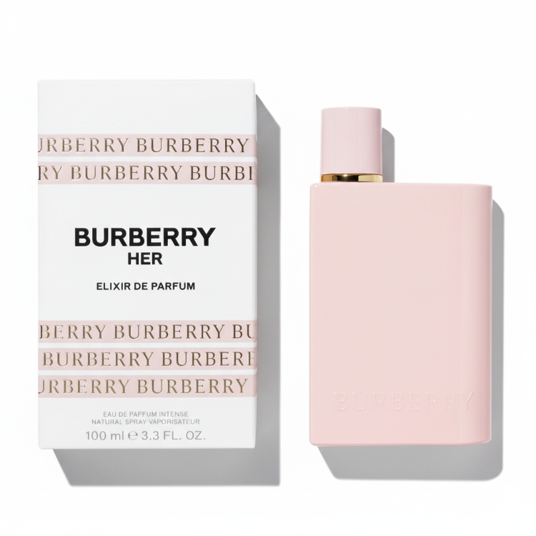 Burberry Her Elixir de Parfum with branded packaging box featuring Burberry logo - designer women's perfume 100ml, luxury gift set