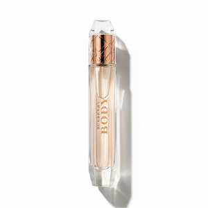 Burberry Body Eau de Parfum with nude beige packaging box featuring embossed Burberry check pattern - British luxury perfume 85ml