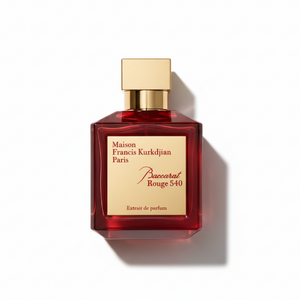 Maison Francis Kurkdjian Baccarat Rouge 540 Extrait 70ml - iconic deep red crystal bottle with gold cap, luxury niche fragrance