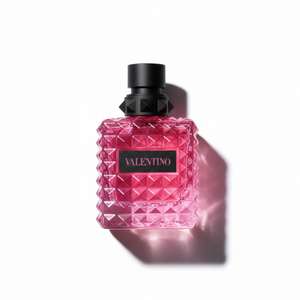 Valentino Donna Born In Roma Extradose 100ml - transparent pink crystal studded bottle with black cap, luxury women's eau de parfum