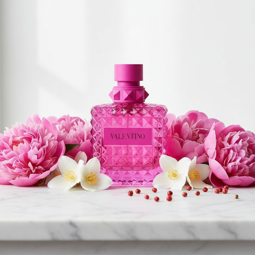 Valentino Pink PP Lifestyle with Flowers