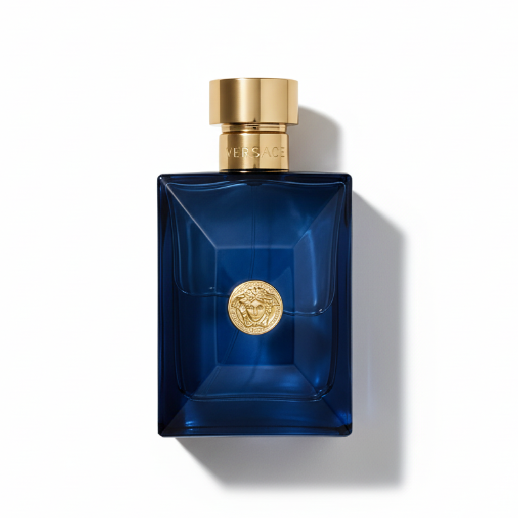Versace Dylan Blue Pour Homme EDT 100ml - Deep blue bottle with gold Medusa medallion